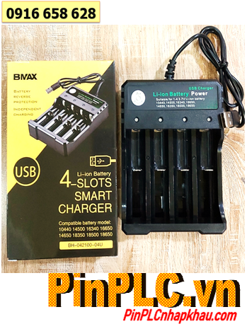 BMAX BH-042100-04U _Máy sạc Pin Lithium 4 Rảnh cổng sạc USB (sạc Pin 14500,18350,18650,18500,CR123A,...)